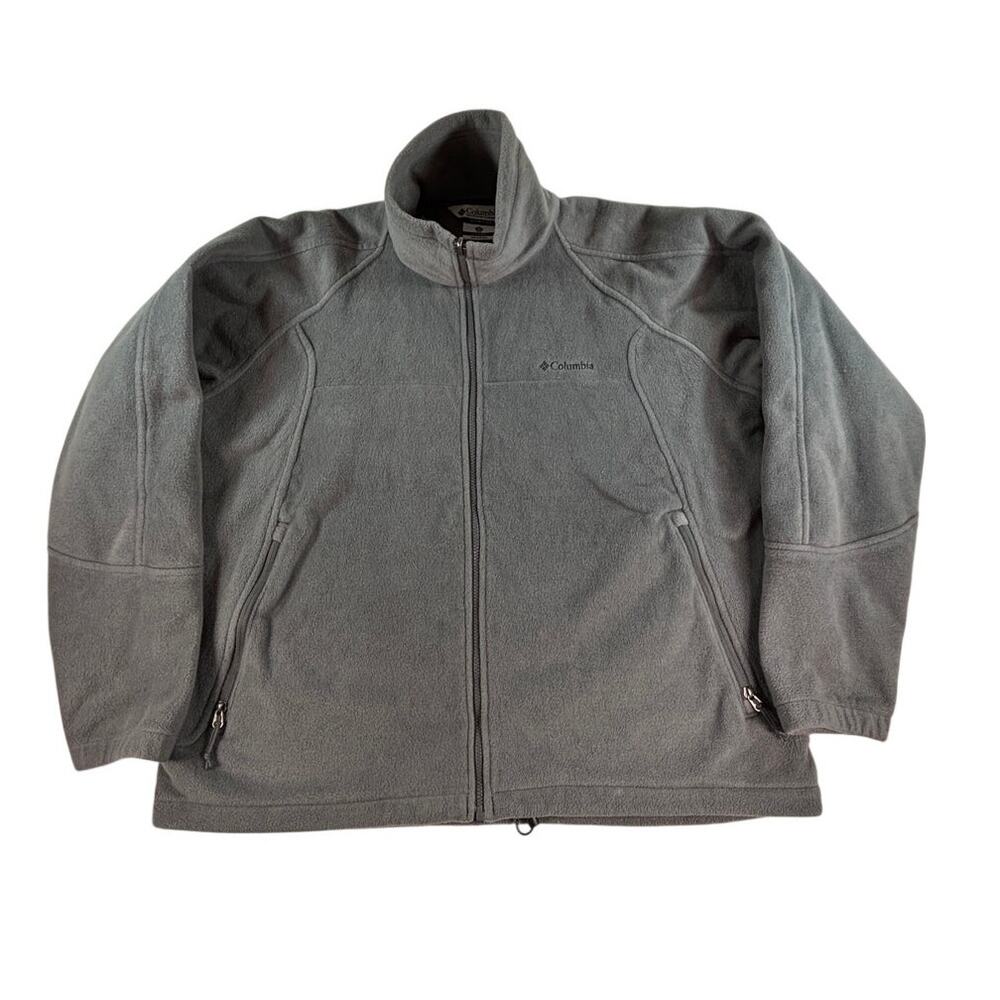 Columbia Men Fleece Jacket XL Dark‎ Gray Full Zip Outdoor Coat Sweater Warm